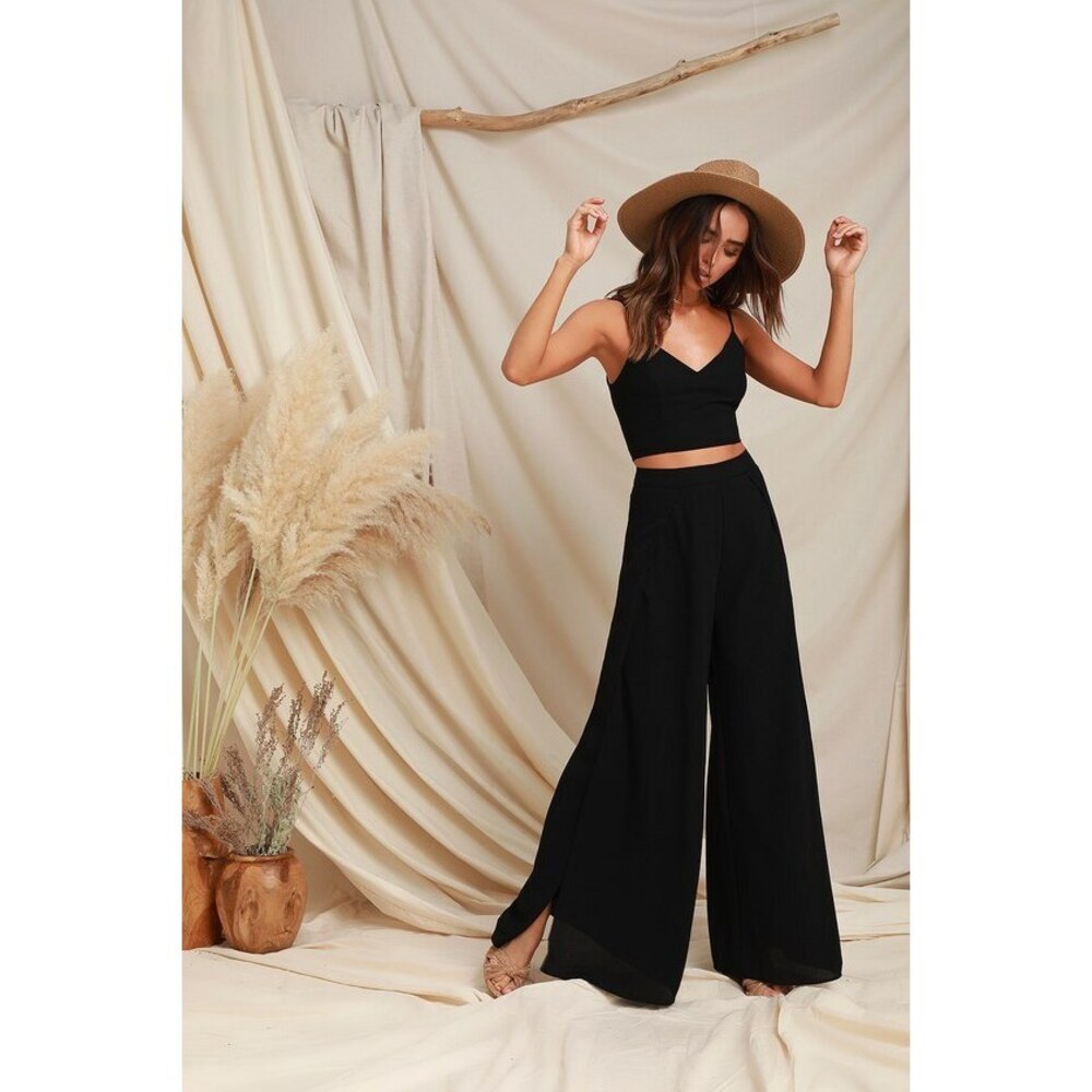 Lulus Out Tonight Black Two-piece Jumpsuit - Size S